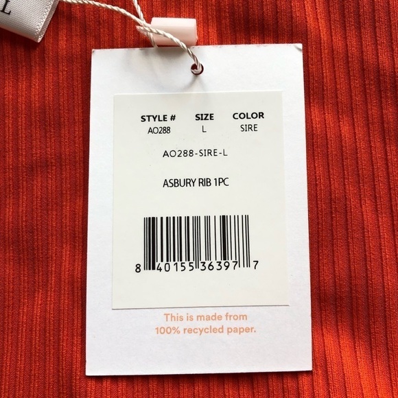 Andie Swim Asbury Rib One Piece Swimsuit Orange Sire Size Large - Picture 6 of 11